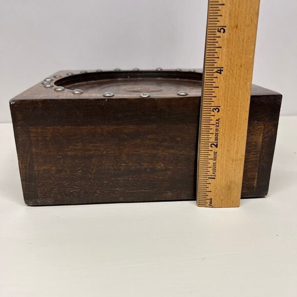 Wood Pillar Candle Holder Riser with Nailhead Accent - Picture 7 of 7